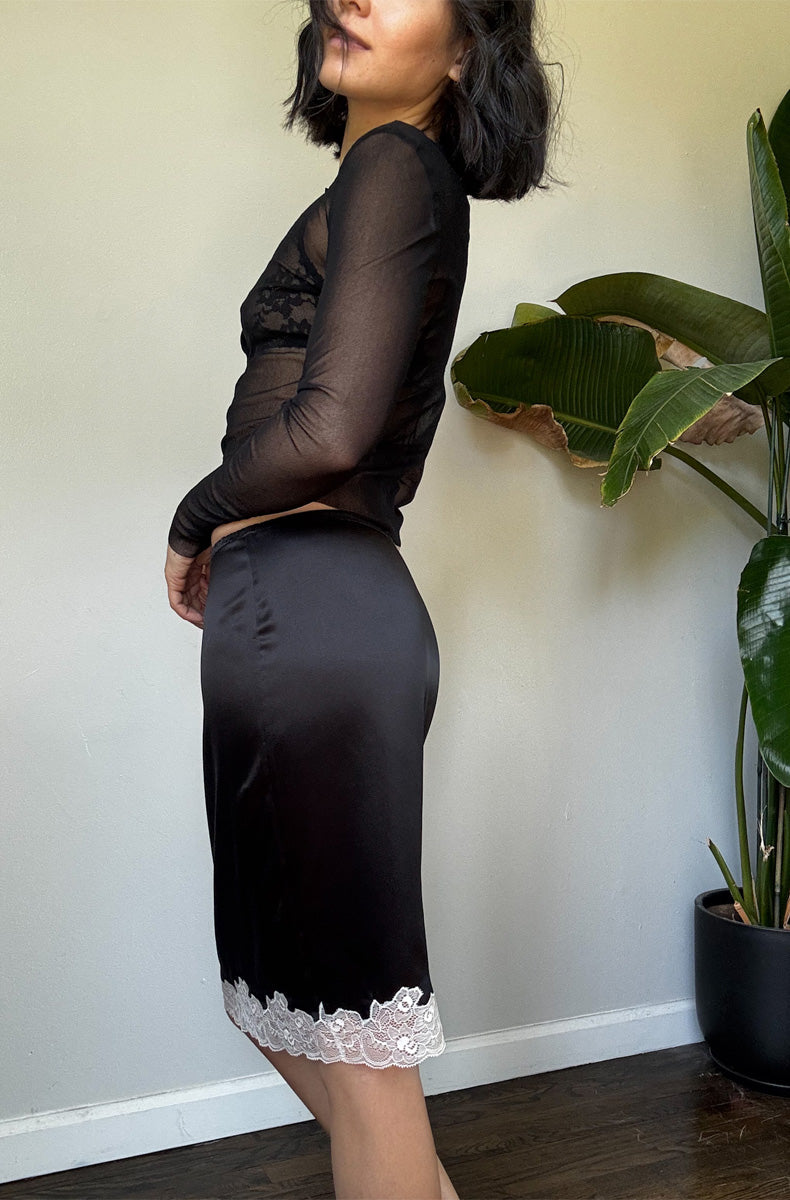 Silk Charmeuse Knee Length Skirt