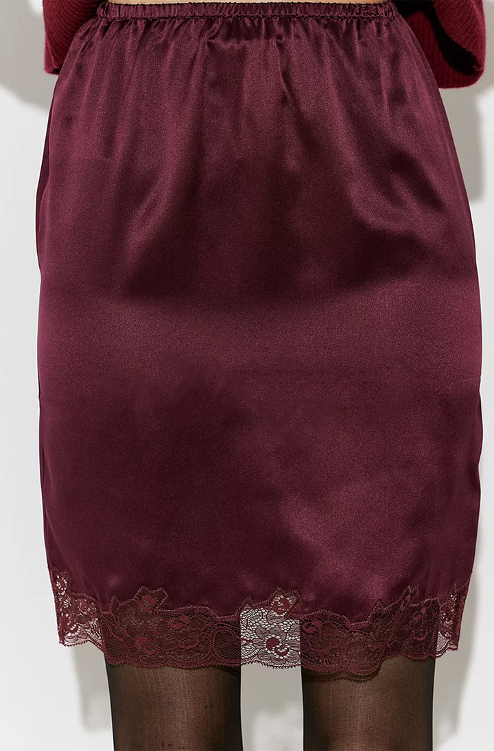 Silk Charmeuse Knee Length Skirt Blackberry