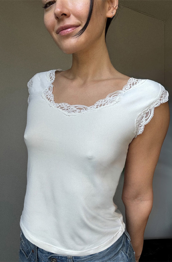 Delicious with Lace Drop Shoulder Tee