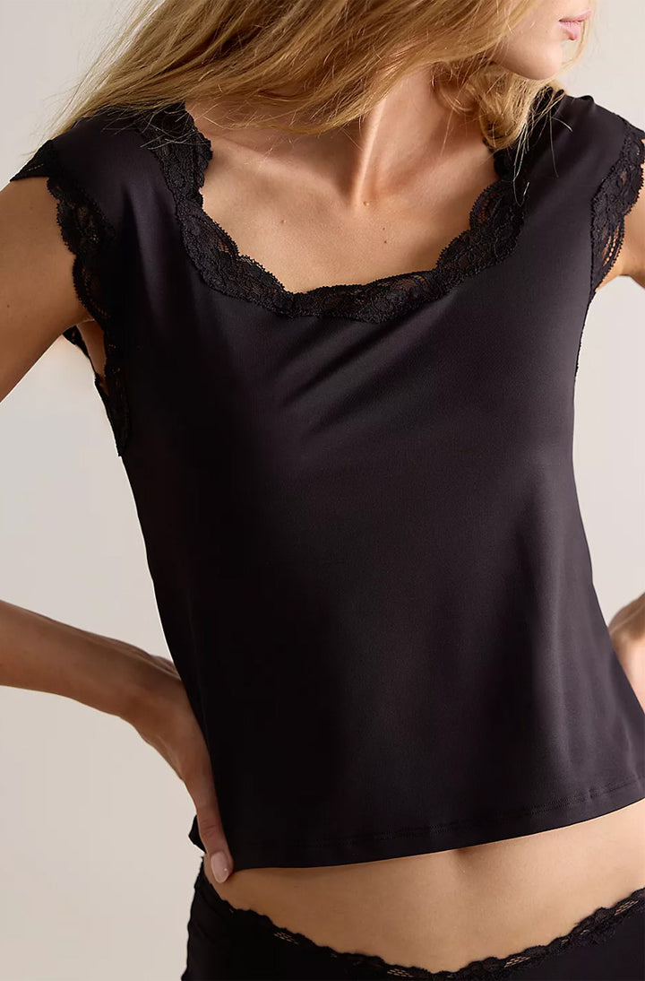 Delicious with Lace Drop Shoulder Tee