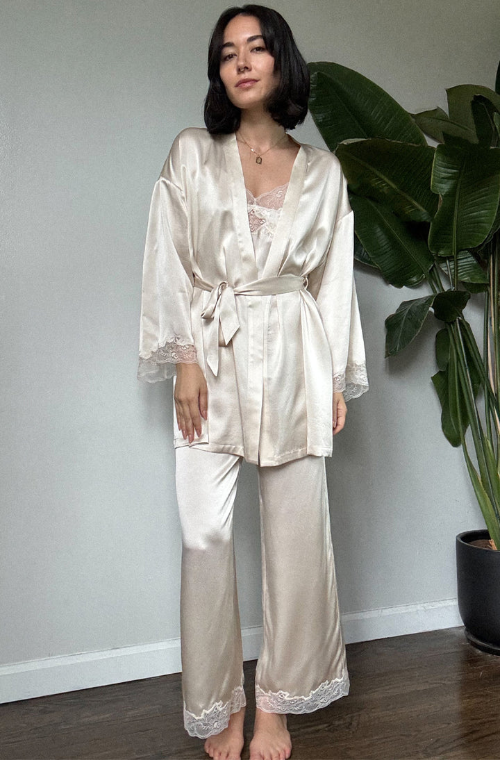 Silk Charmeuse Short Kimono