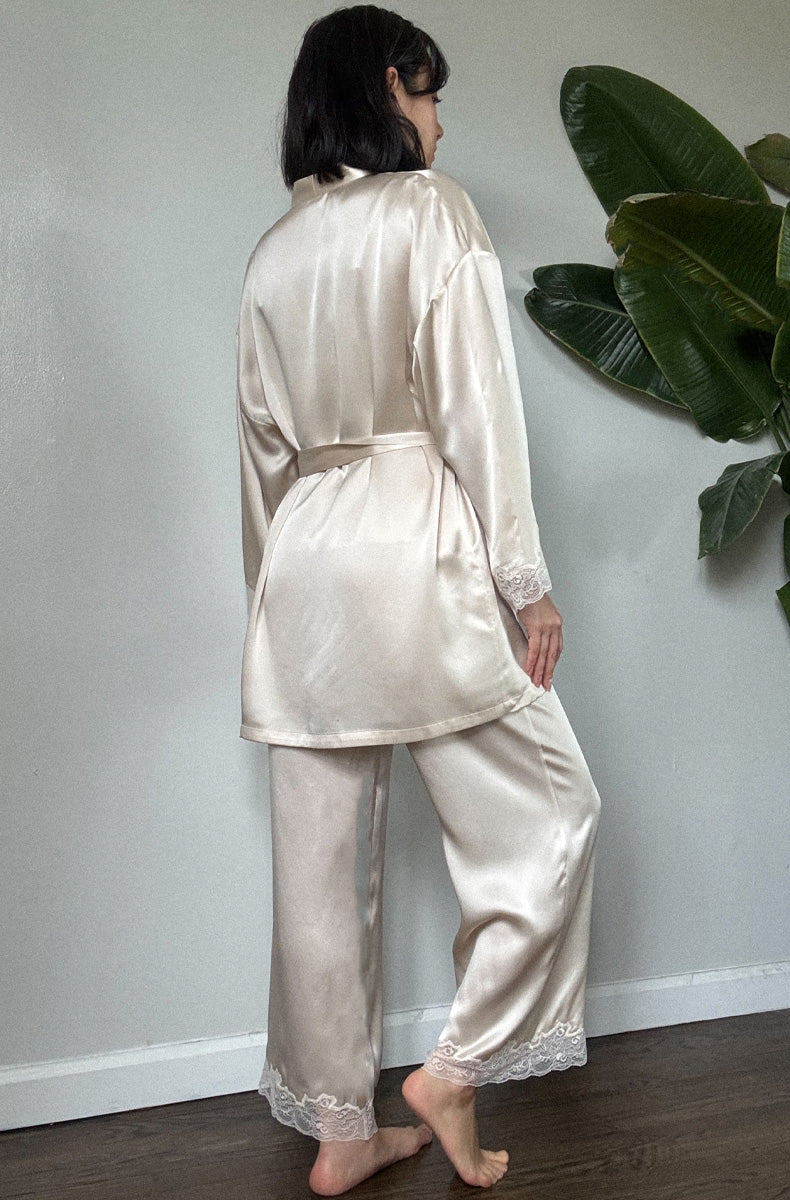 Silk Charmeuse Short Kimono