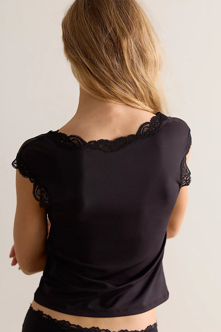 Delicious with Lace Drop Shoulder Tee