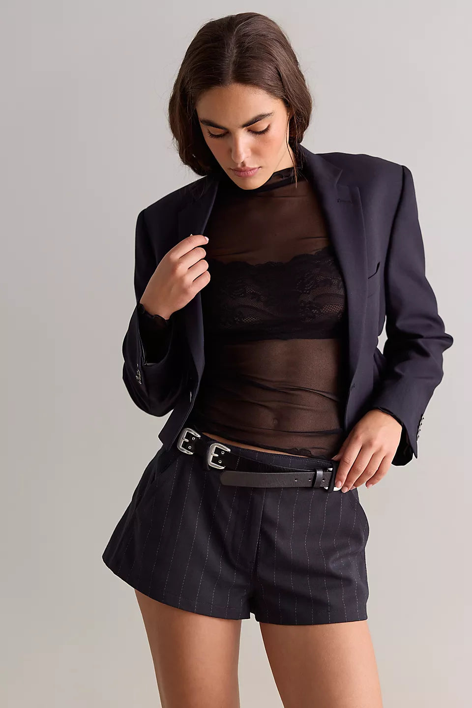 Tulle Ruffle Mock Neck
