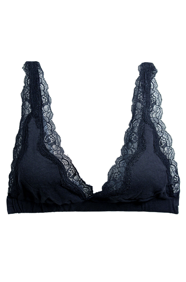 Organic Cotton High Point Bralette with Lace