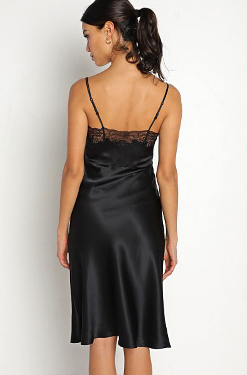 Silk Knee Length Slip Dress with Lace Only Hearts Silk Knee Length Slip Dress with Lace Only Hearts