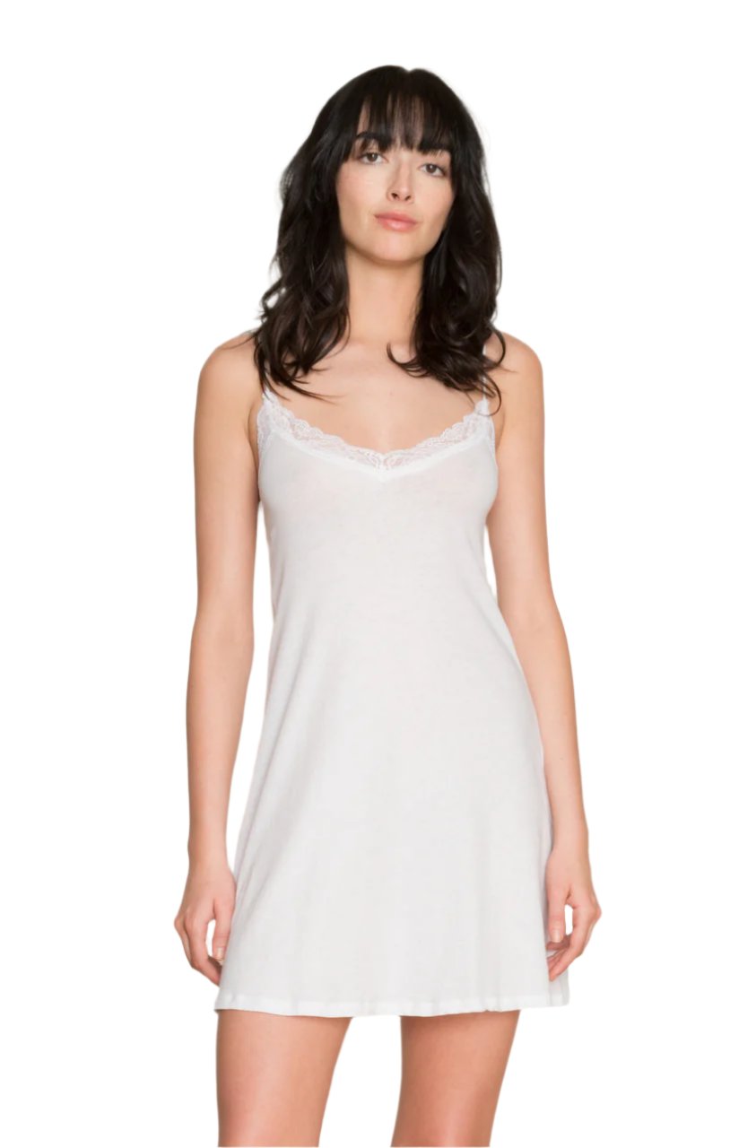 cotton chemise dress Cotton Chemise with Ruffle in Dusty Blue-Small