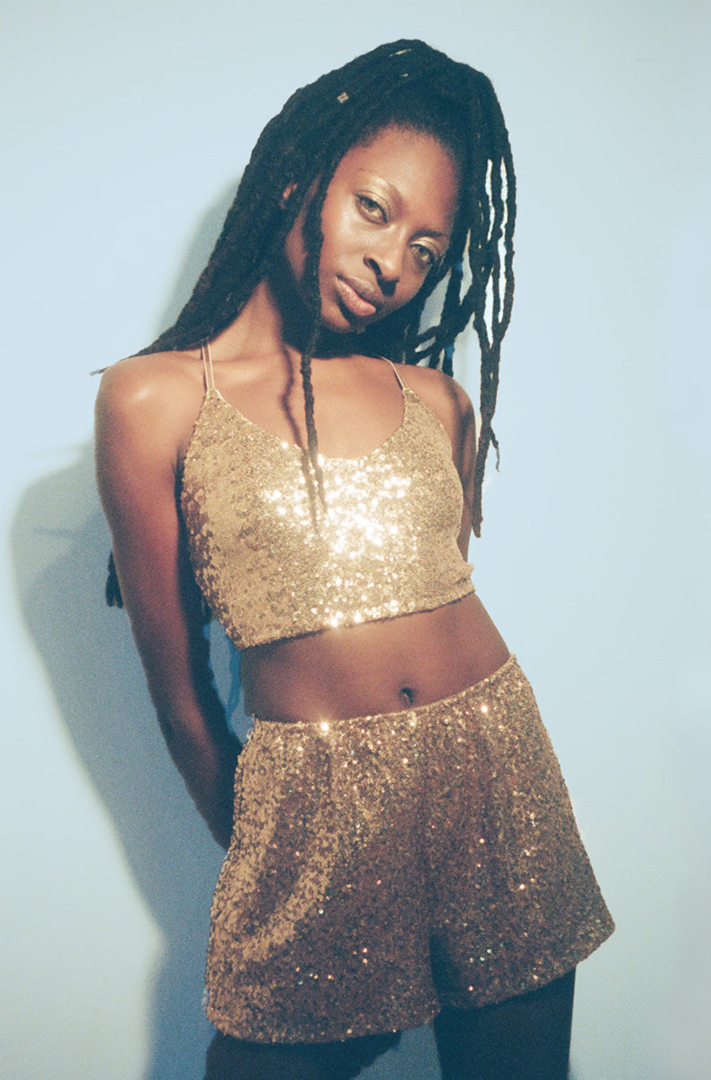Gold sequin hot pants hotsell